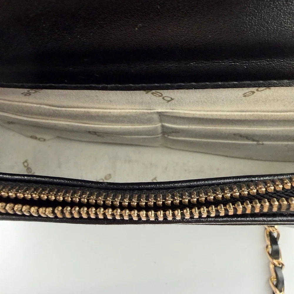 Set 2‎ Bebe Crossbody Black  Purse With Wallet Chain  Strap Logo Mob Wife Gold